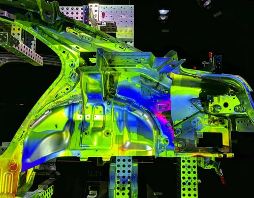 Colour map of tolerance levels on car part